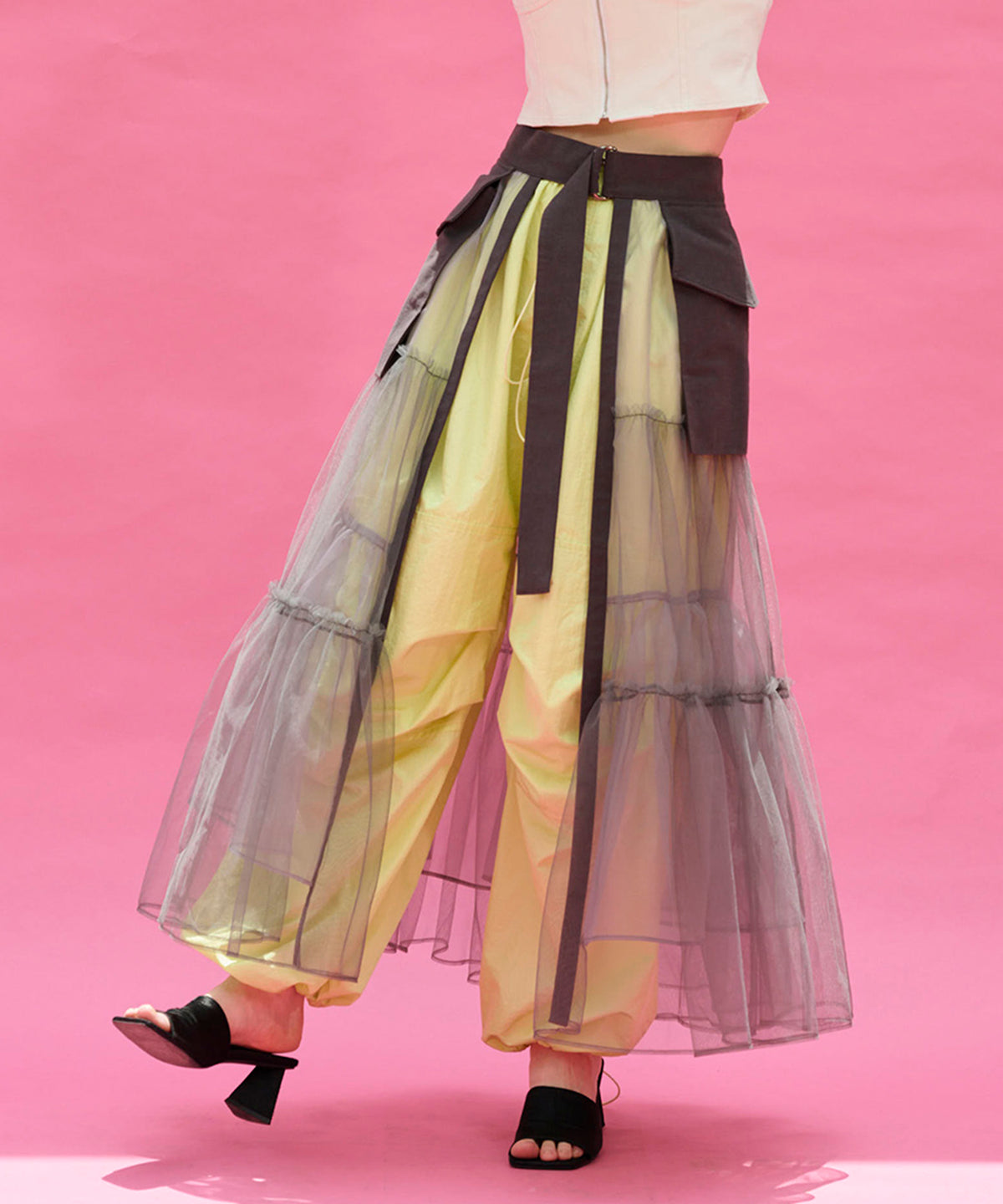 Tulle Tiered Belt Skirt