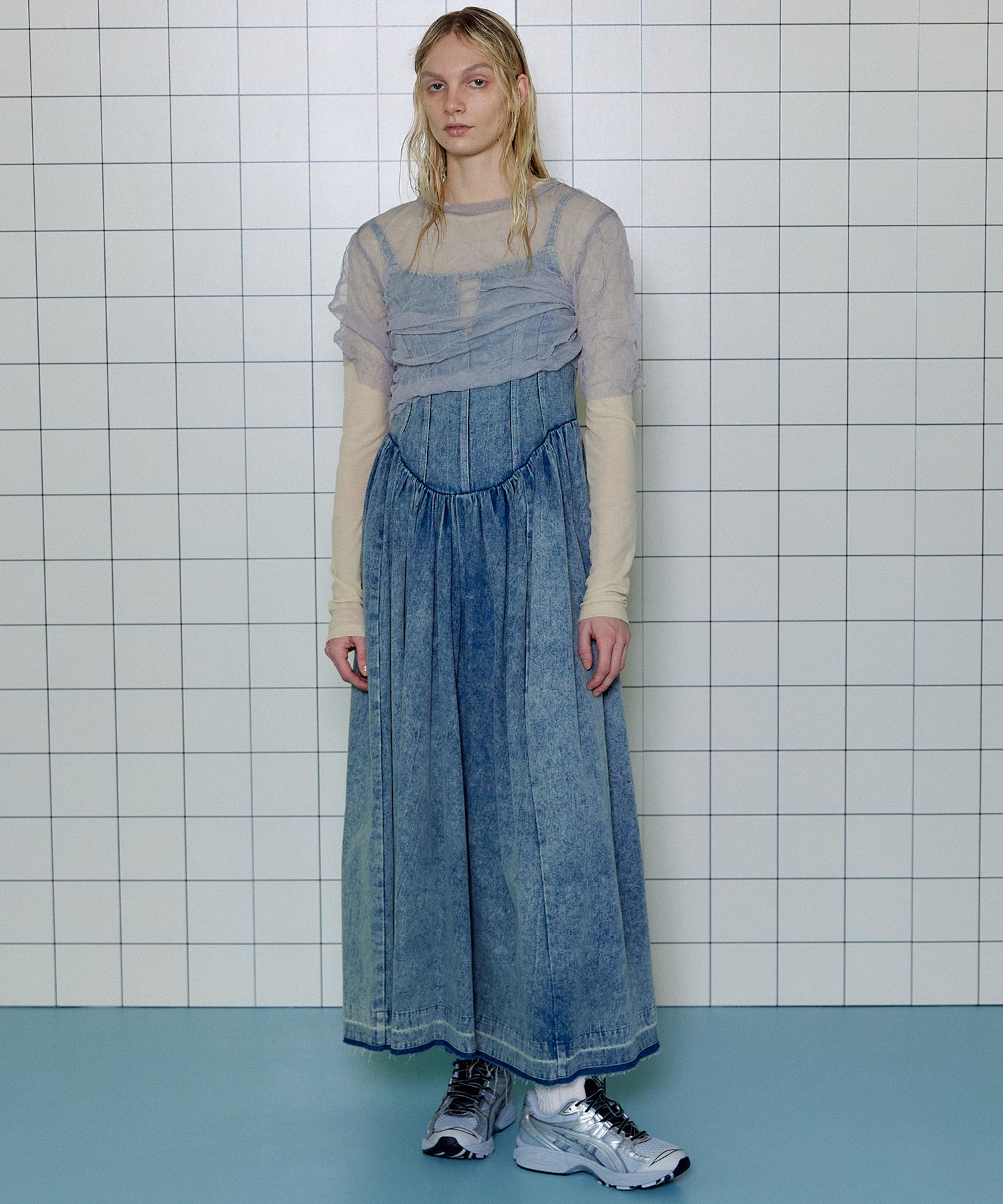 【SALE】Denim Camisole Maxi One-piece Dress