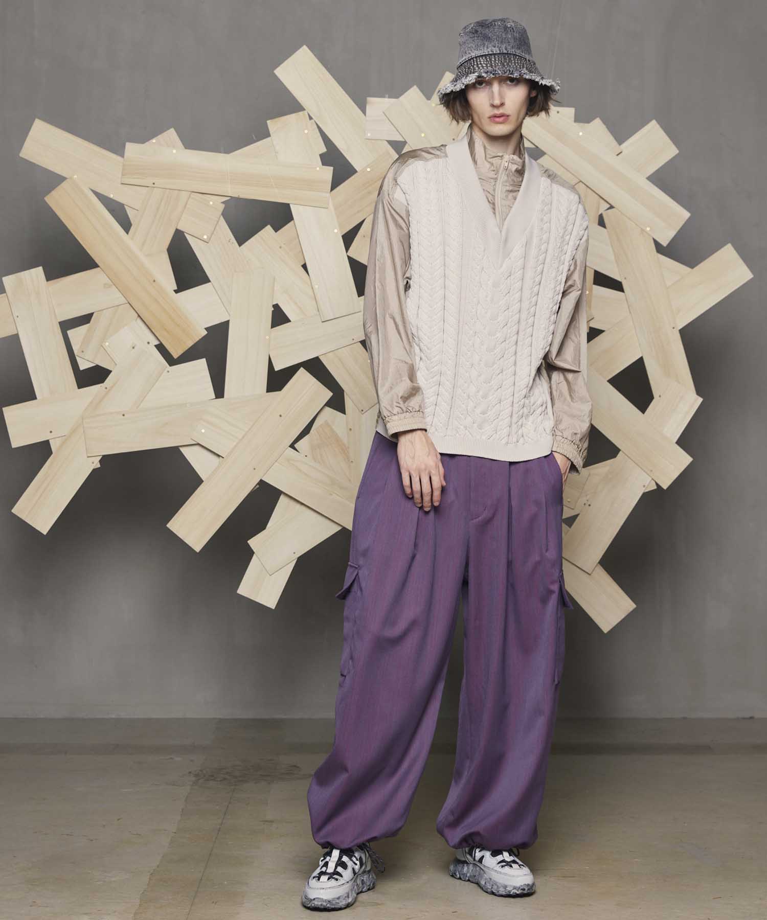 High Count Wool Prime-Wide Cargo Pants