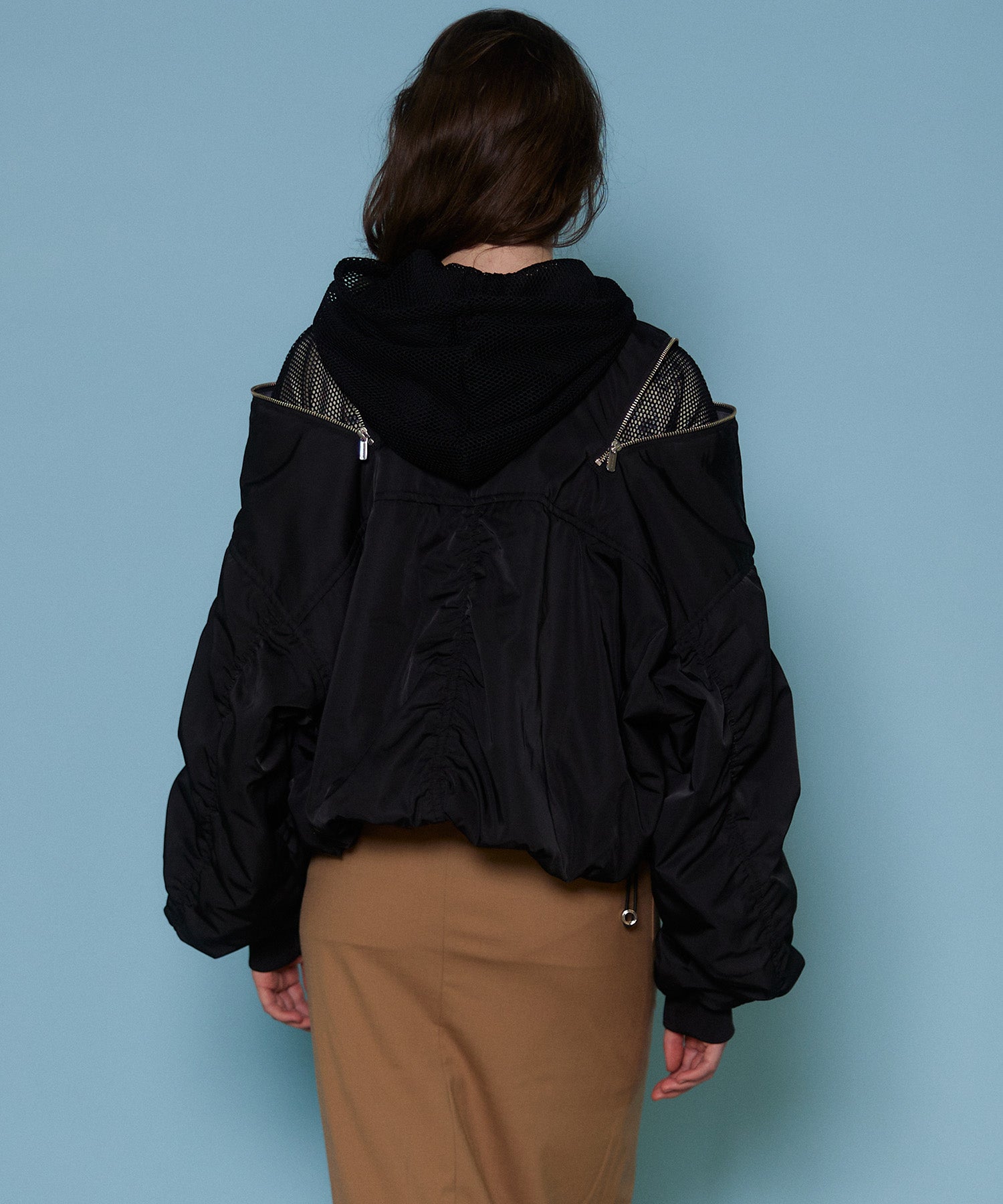 Shoulder Zip Nylon Blouson