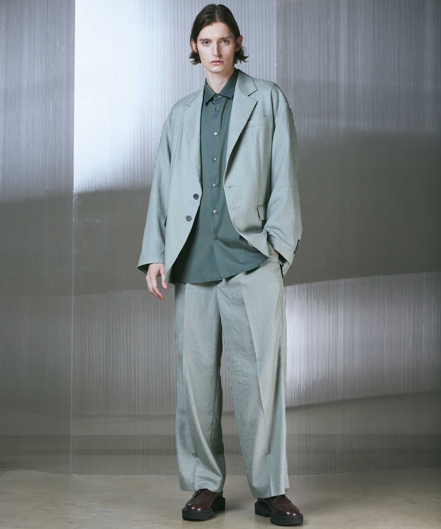 Calendering Triacetate One-Tuck Wide Pants