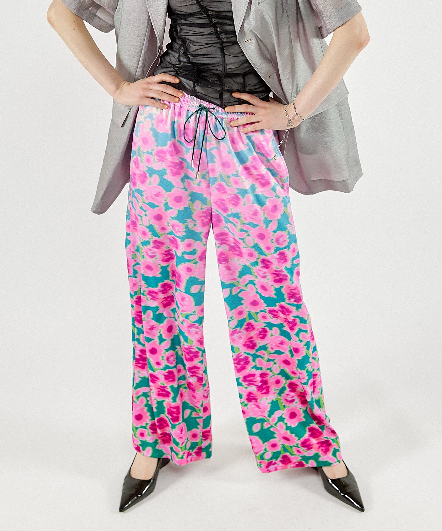 【SALE】Gradation Flower Pattern Easy Pants