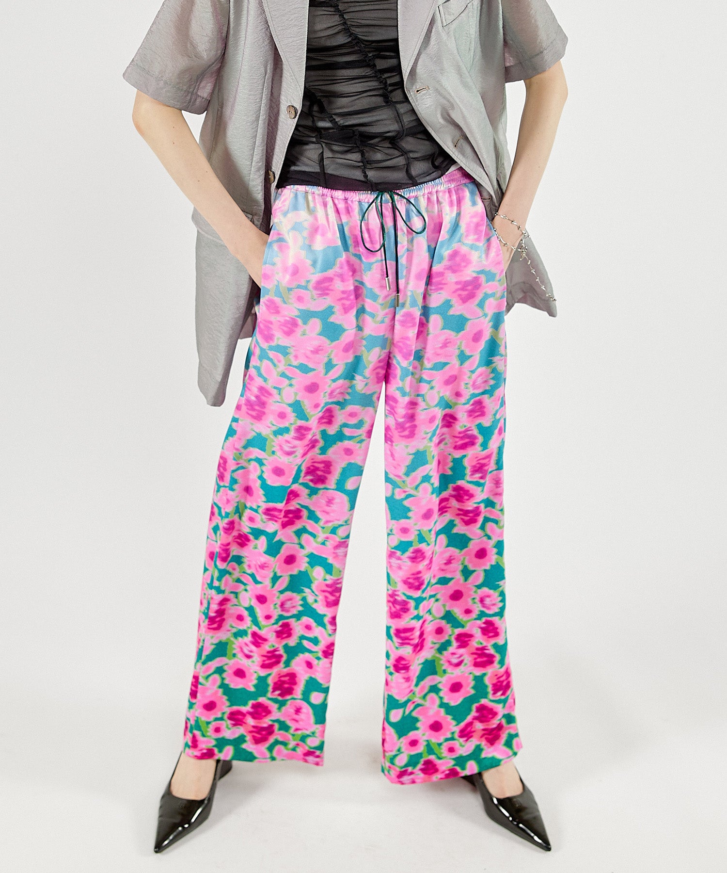 【SALE】Gradation Flower Pattern Easy Pants