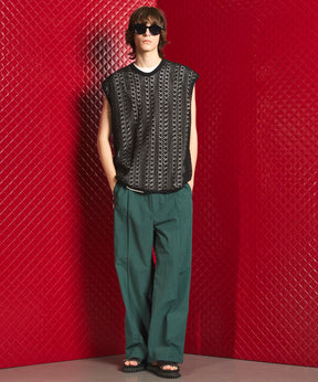 Washed Nylon Crochet Side Line Prime-Wide Easy Pants