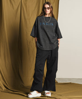 「PARIS」Embroidery Prime-Over Pigment Crew Neck T-Shirt