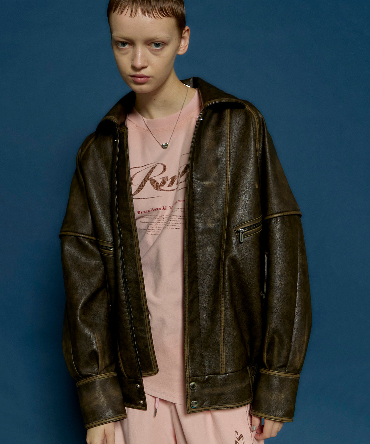 Faux Leather Oversized Blouson