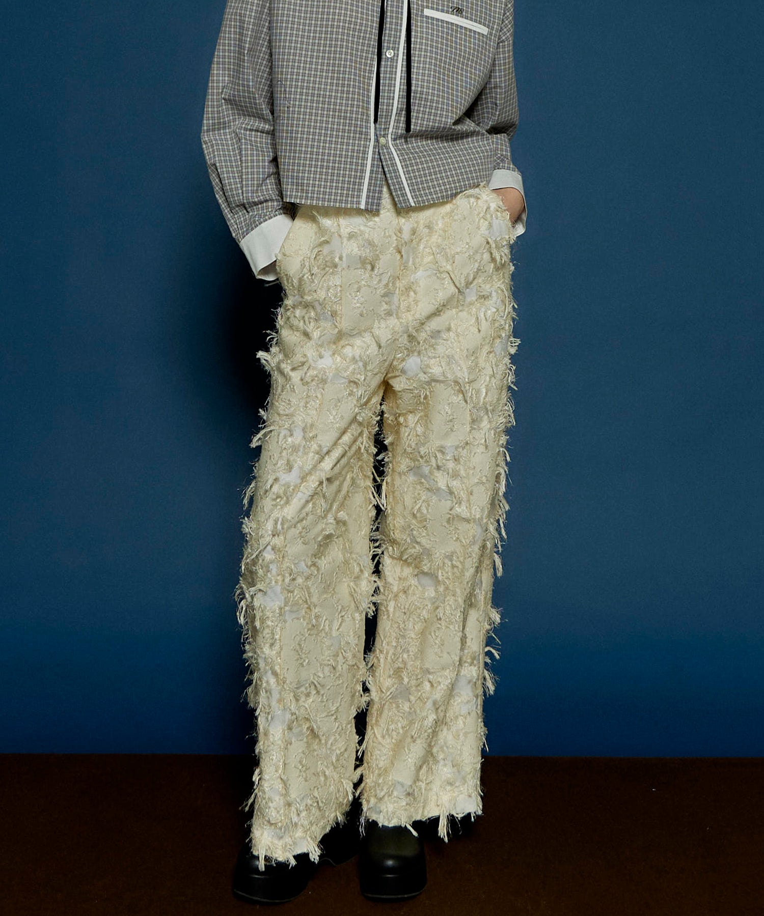 Cut Fringe Jacquard Pants