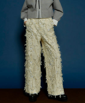 Cut Fringe Jacquard Pants