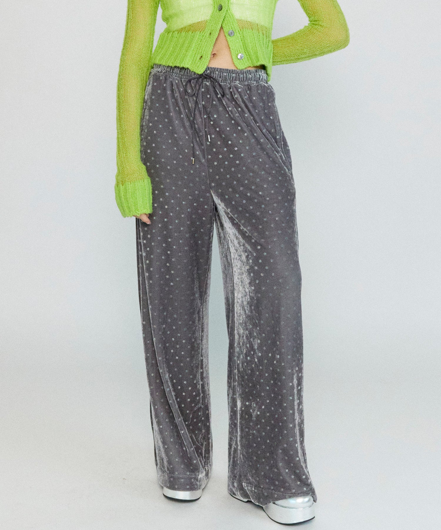 【PRE-ORDER】Glitter Dots Velor Pants