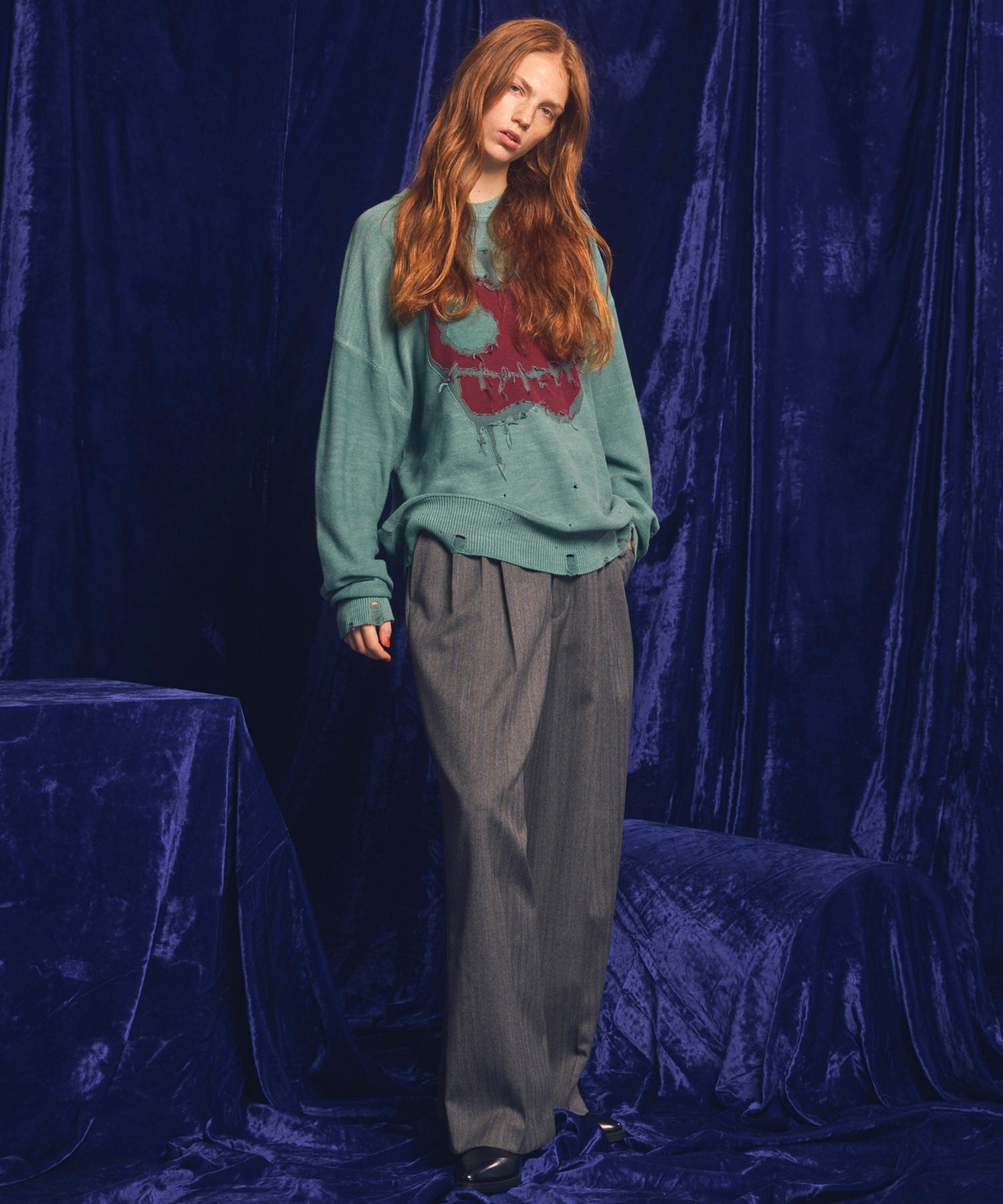 【Italian Dead Stock Fabric】Three-tuck Wide Pants