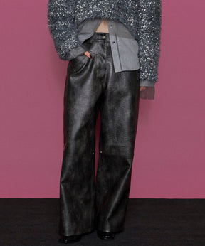 【24WINTER PRE-ORDER】Cocoon Wide Silhouette Vegan Leather Pants