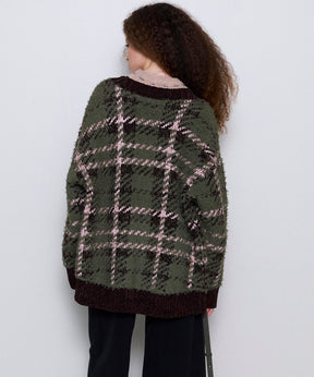 【24WINTER PRE-ORDER】Plaid Jacquard Knit Cardigan