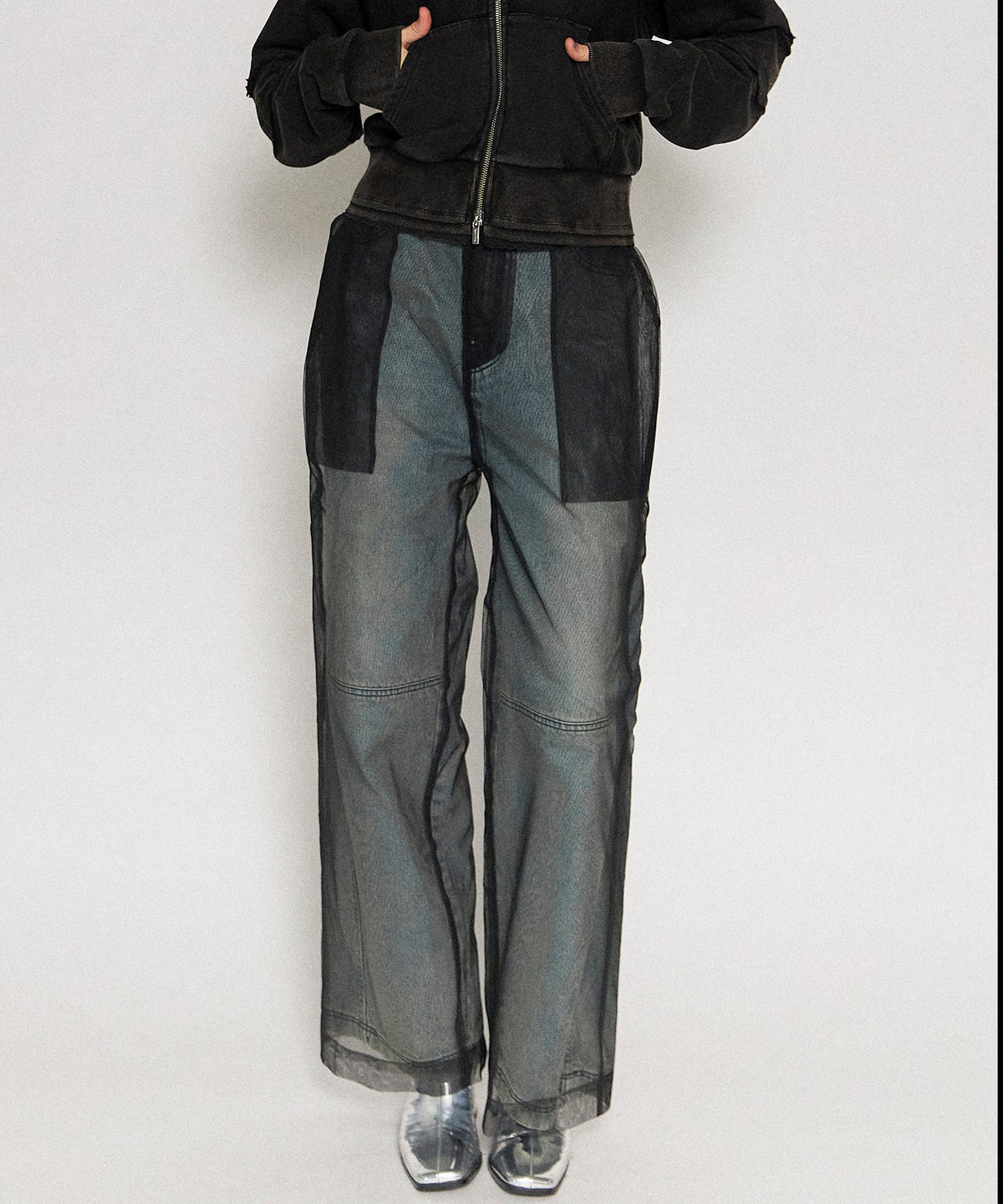 【24WINTER PRE-ORDER】Tulle Layer Denim Pants