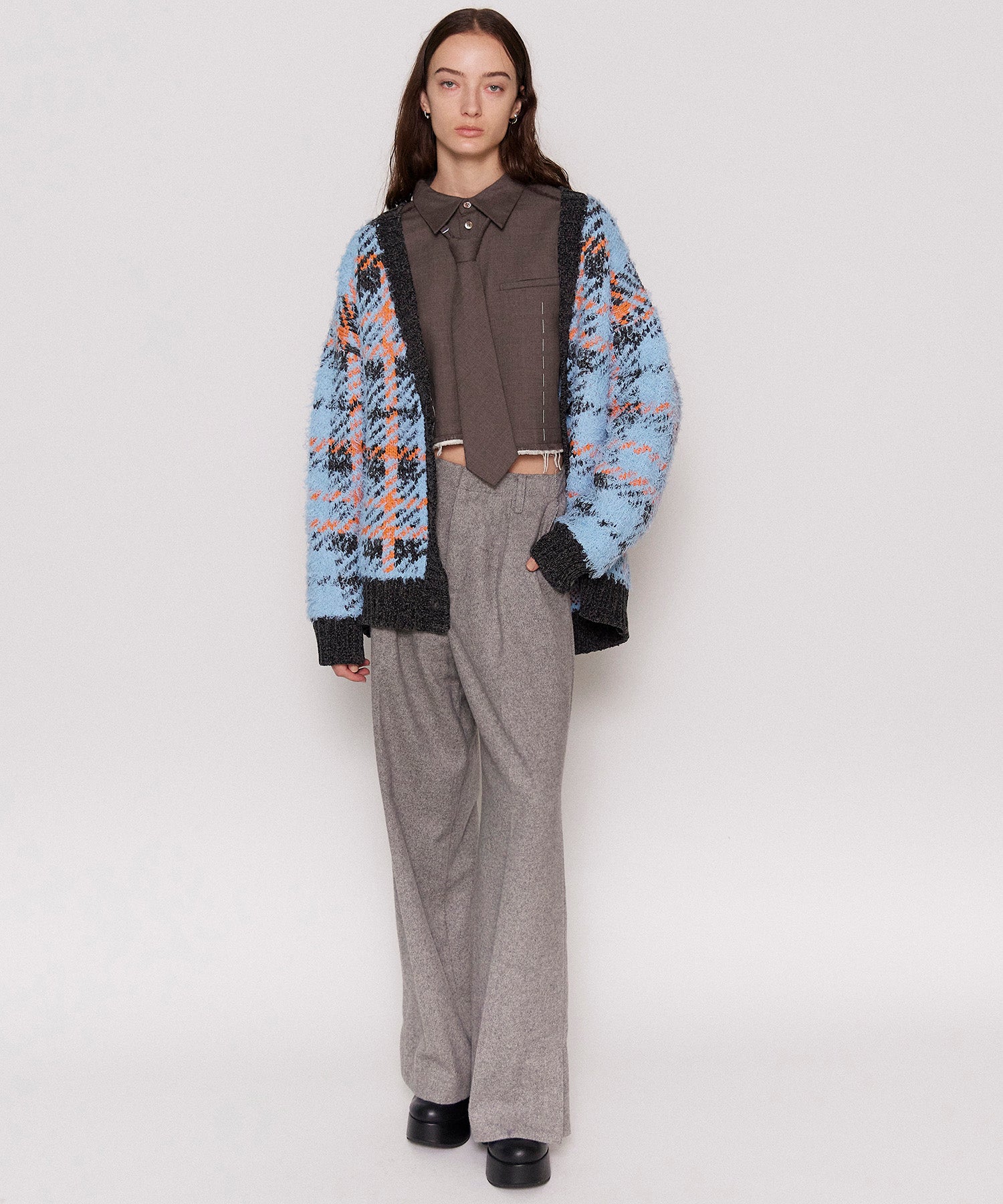 【24WINTER PRE-ORDER】Plaid Jacquard Knit Cardigan