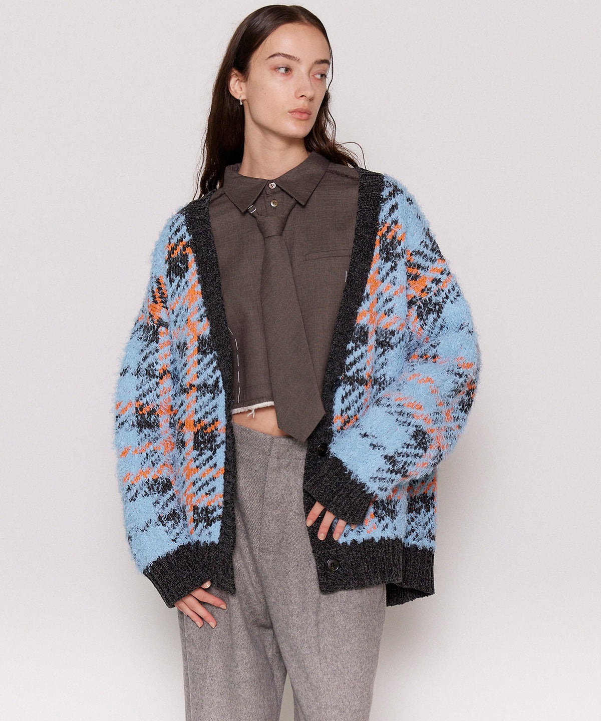 【24WINTER PRE-ORDER】Plaid Jacquard Knit Cardigan