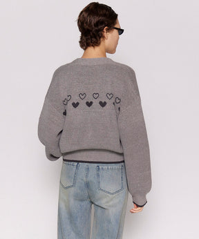 【24WINTER PRE-ORDER】Heart Jacquard Short Length Knit Cardigan