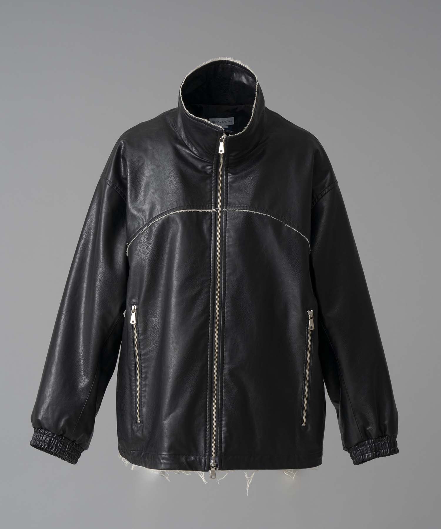 Artificial Leather Prime-Over Zip-Up Blouson