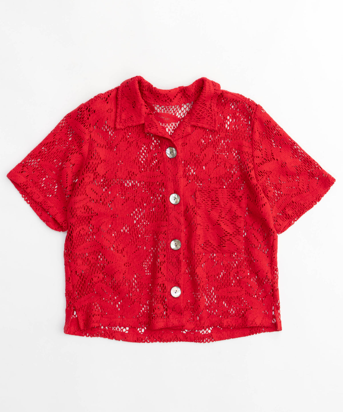 【SALE】Half Sleeve Lace Fabric Shirt