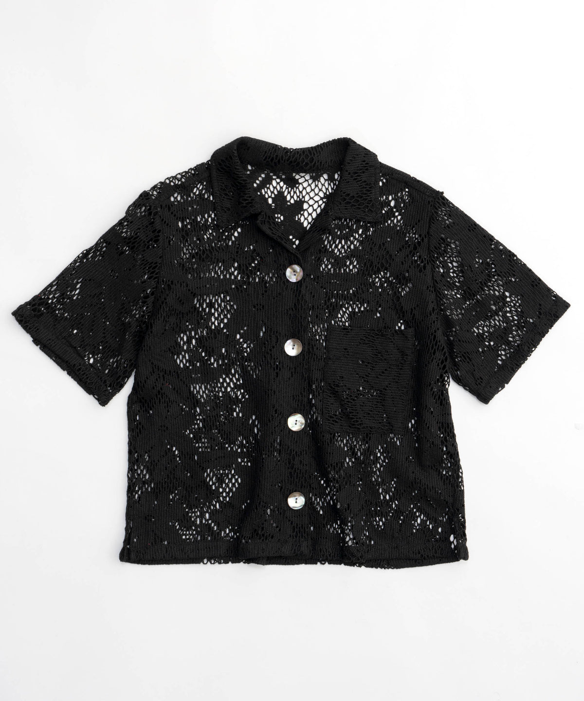 【SALE】Half Sleeve Lace Fabric Shirt