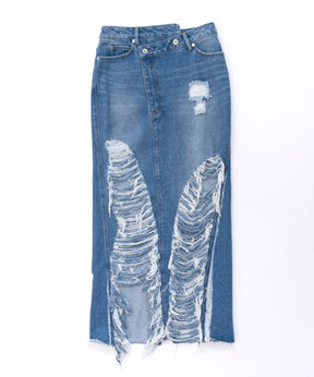 High Damage Denim Skirt