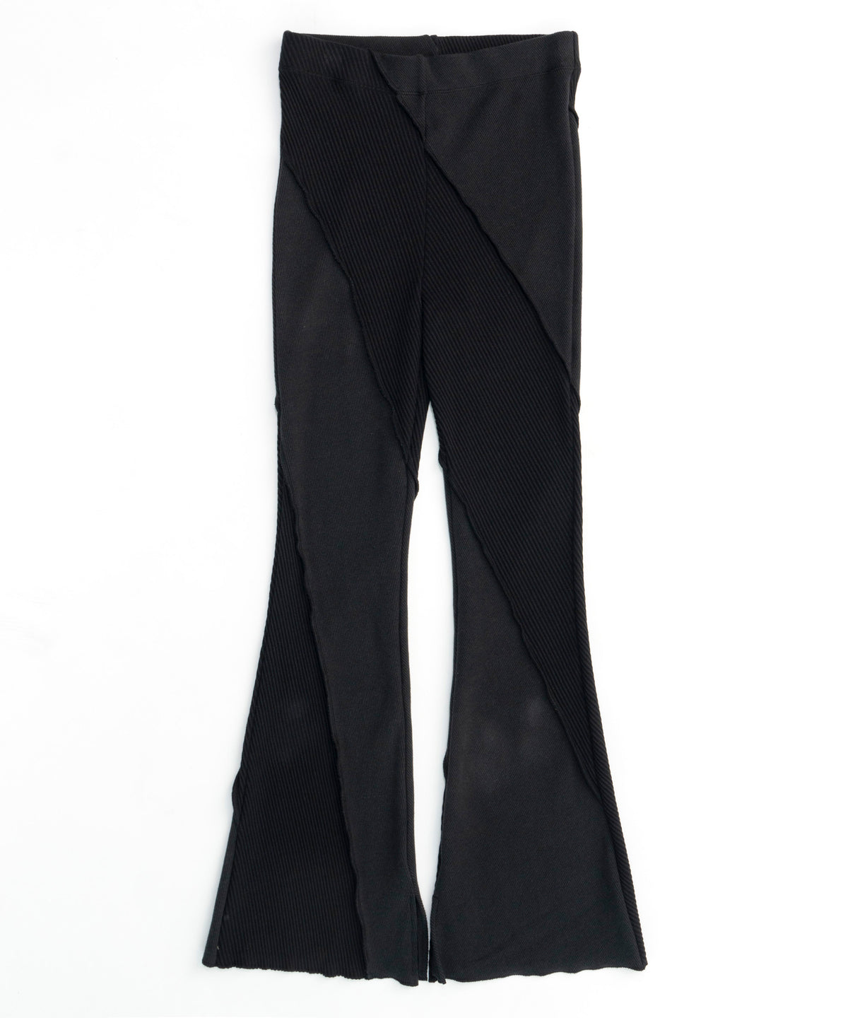 Rib Mix Semi-flare Pants