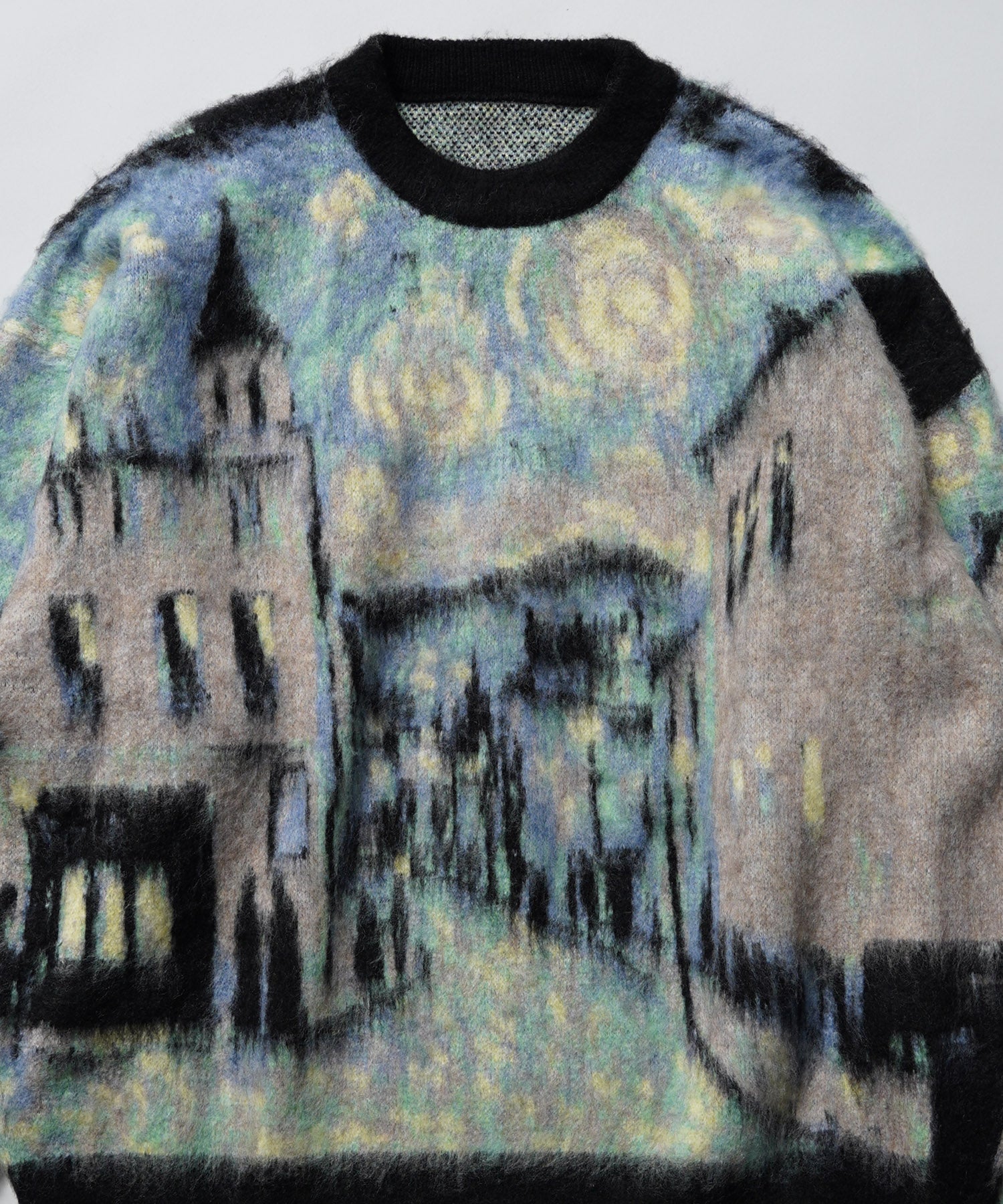 【24AW PRE-ORDER】Prime-Over Landscape Painting Crew Neck Knit Pullover