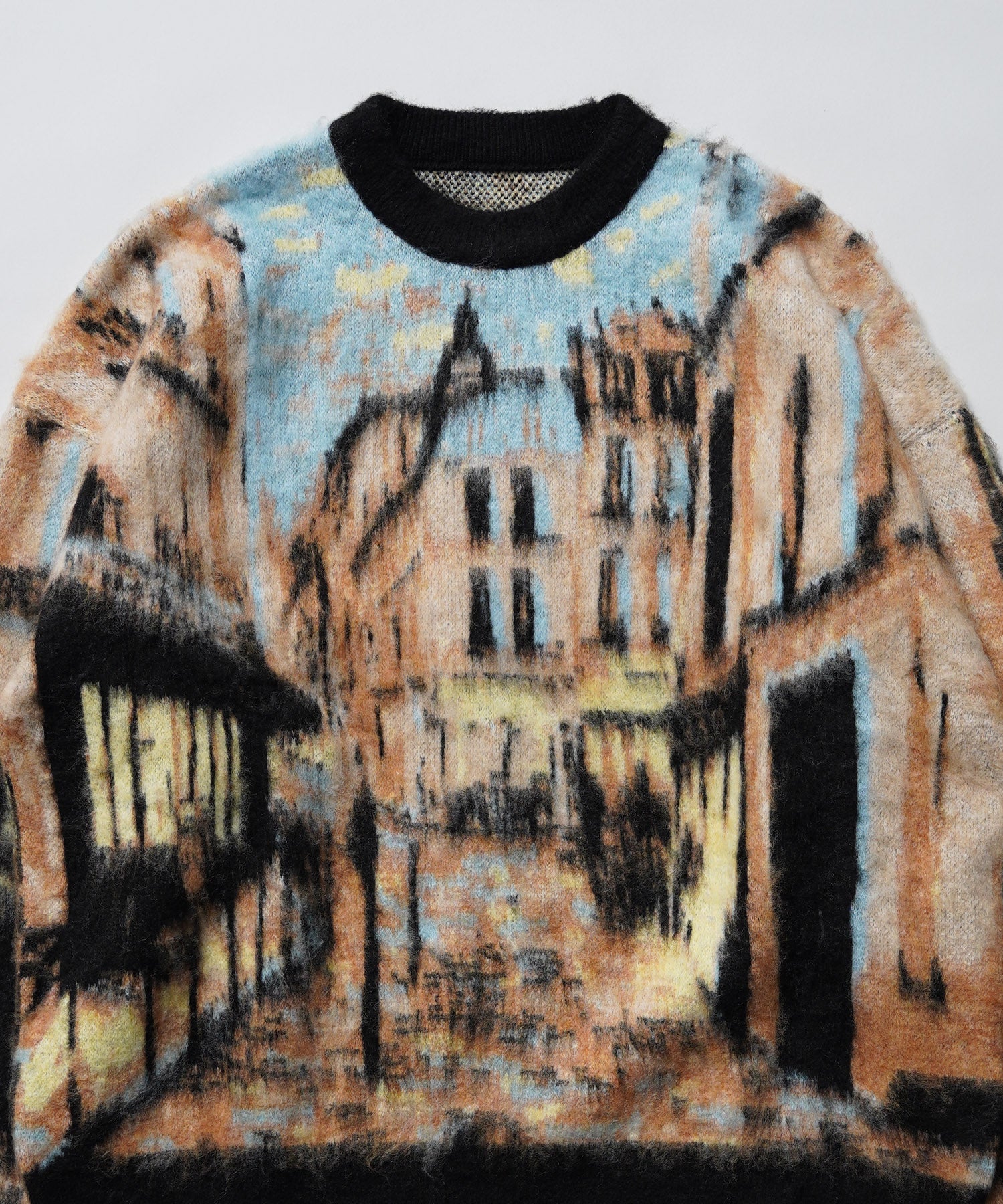 【24AW PRE-ORDER】Prime-Over Landscape Painting Crew Neck Knit Pullover