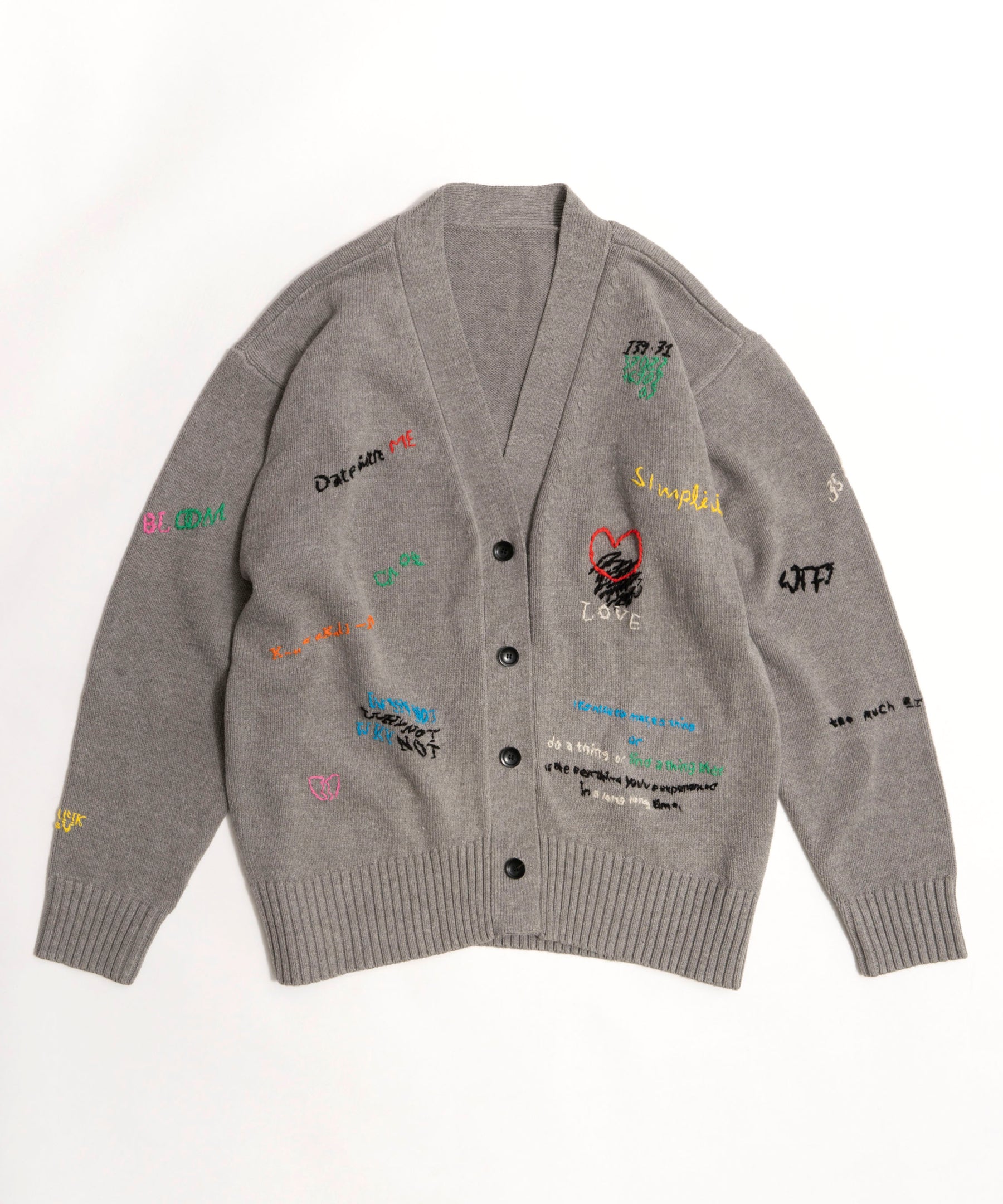 Life Word Embroidery Knit Cardigan