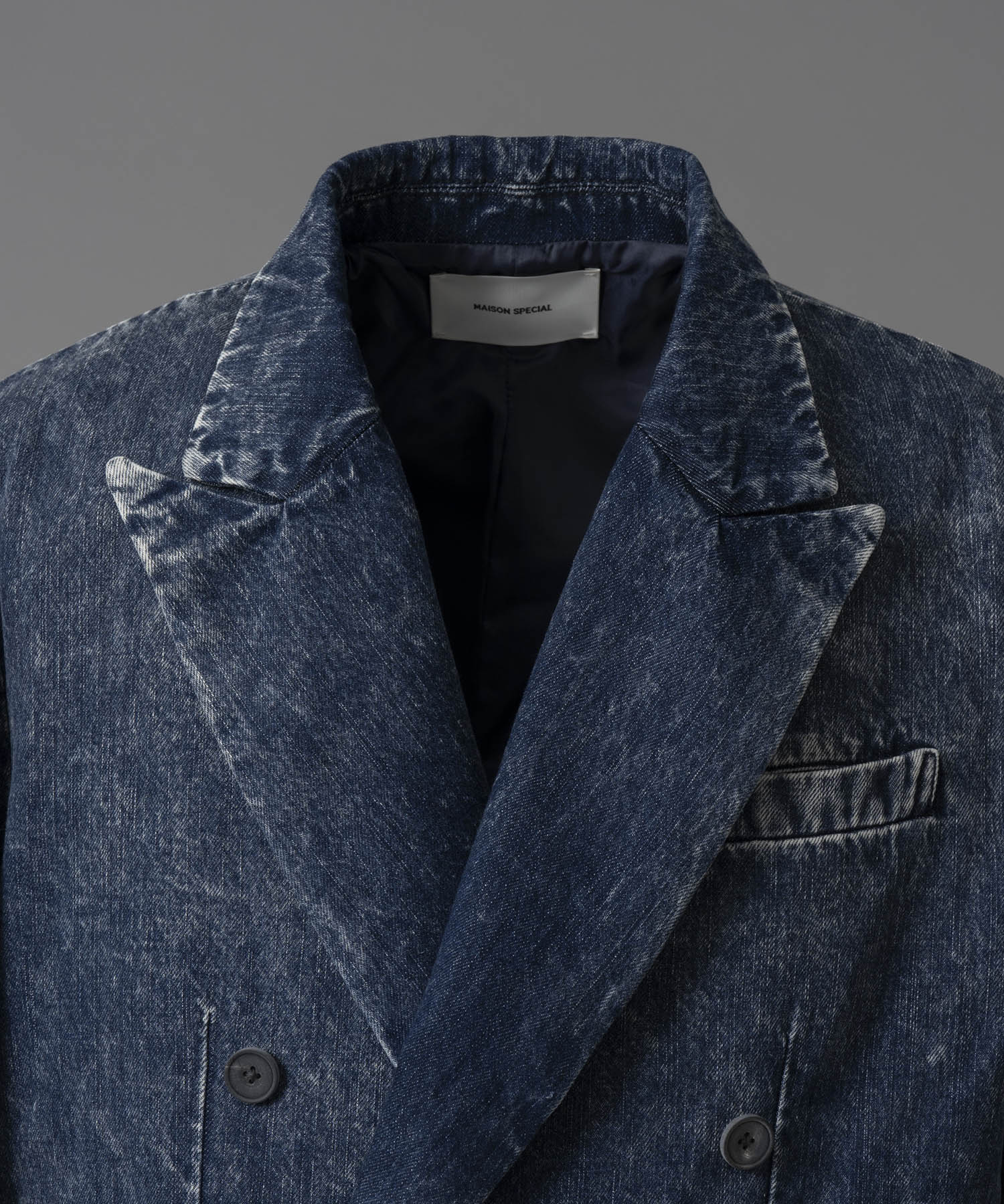 11oz Chemical Over-Dye Denim Dress-Over Double Tailored Jacket