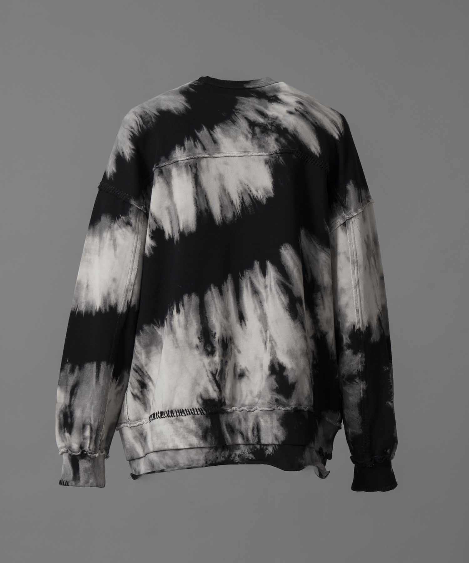 Tie-Dye Bleach Hand Embroidery Prime-Over Crew Neck Sweat Pullover