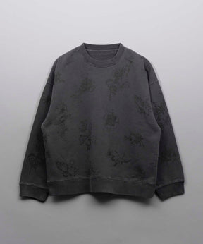 Prime-Over Tattoo Print Pigment Crew Neck Sweat Pullover