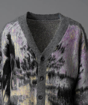 【24AW PRE-ORDER】Prime-Over Landscape Painting V-Neck Knit Cardigan