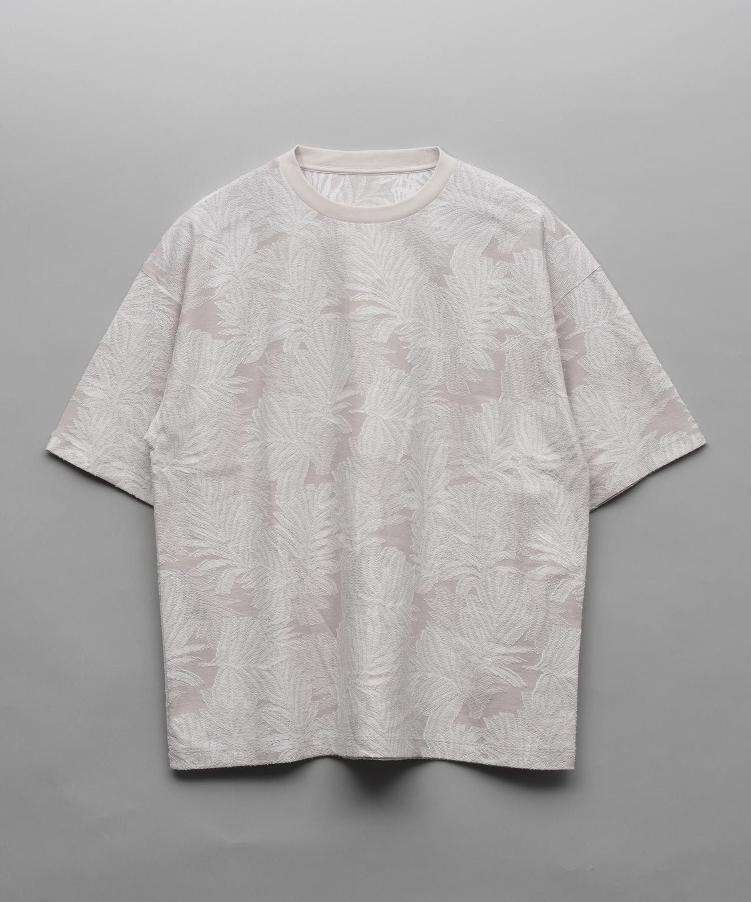 Leaf Back Cut Jacquard Prime-Over Crew Neck T-shirt