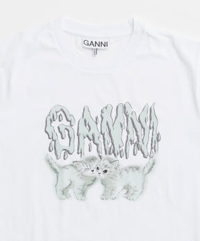 【GANNI】Basic Jersey Love Cats Relaxed T-shirt