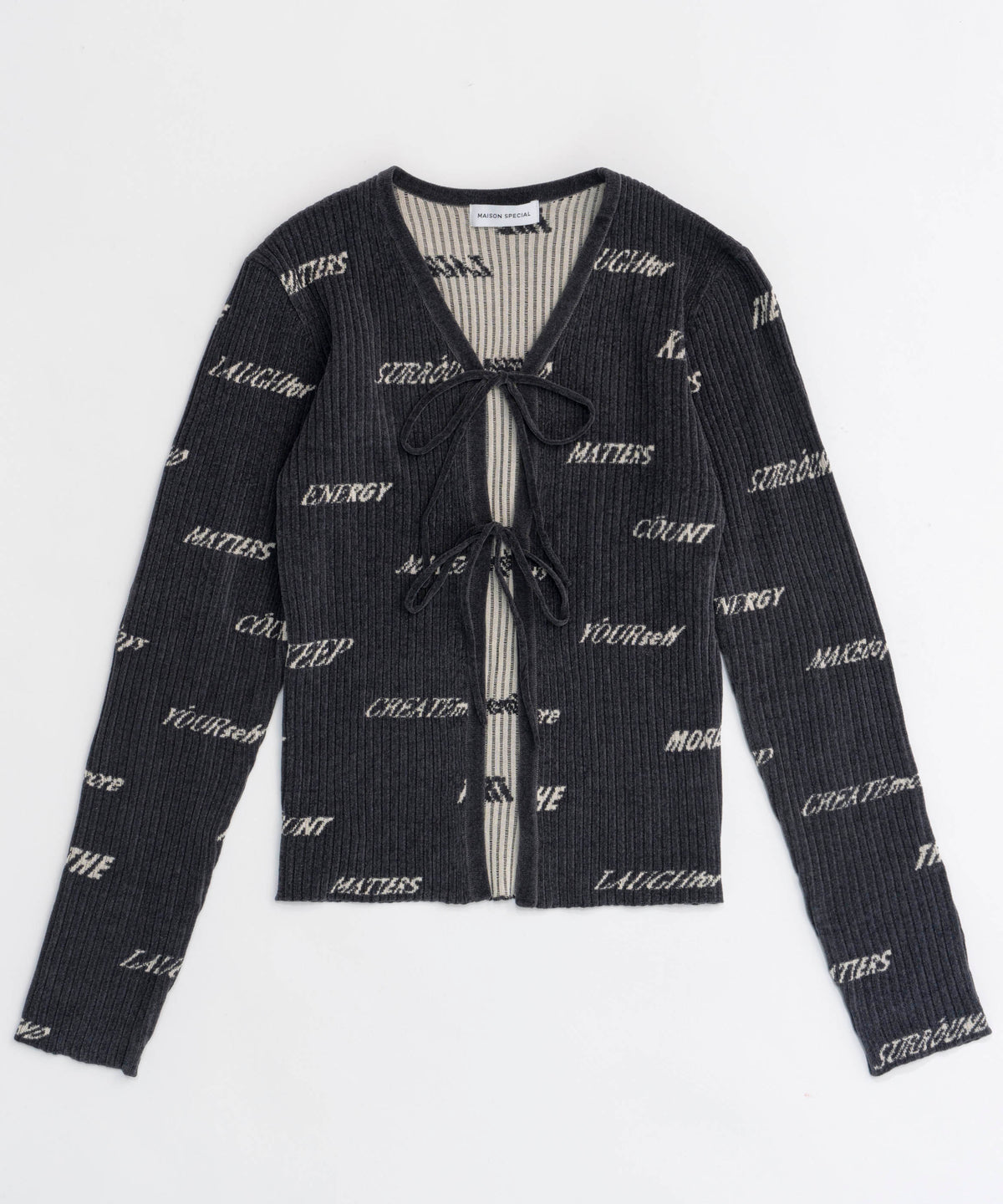 Logo Jacquard Velor Rib Cardigan