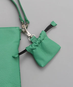 2WAY Leather Mini Shoulder Bag With Drawstring Charm