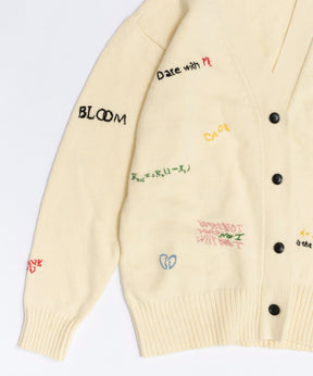 Life Word Embroidery Knit Cardigan