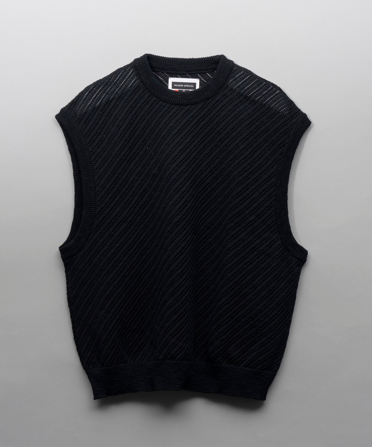 Slub Yarn Bias Mesh Prime-Over Sleeveless Knit