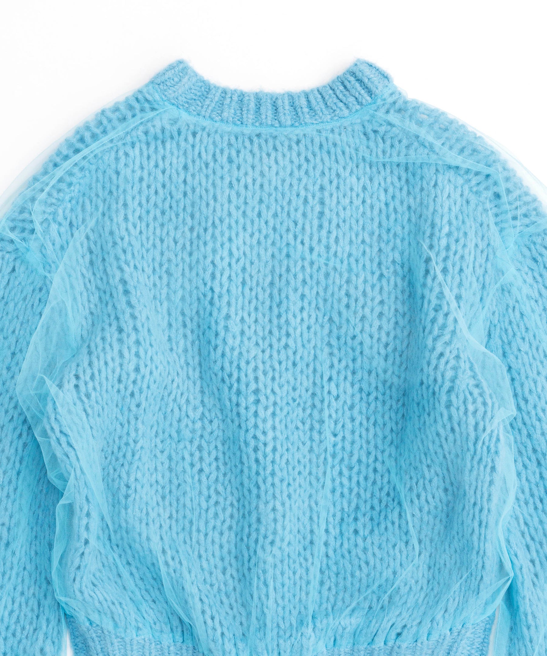 Tulle Layered Low Gauge Reversible Knit Pullover