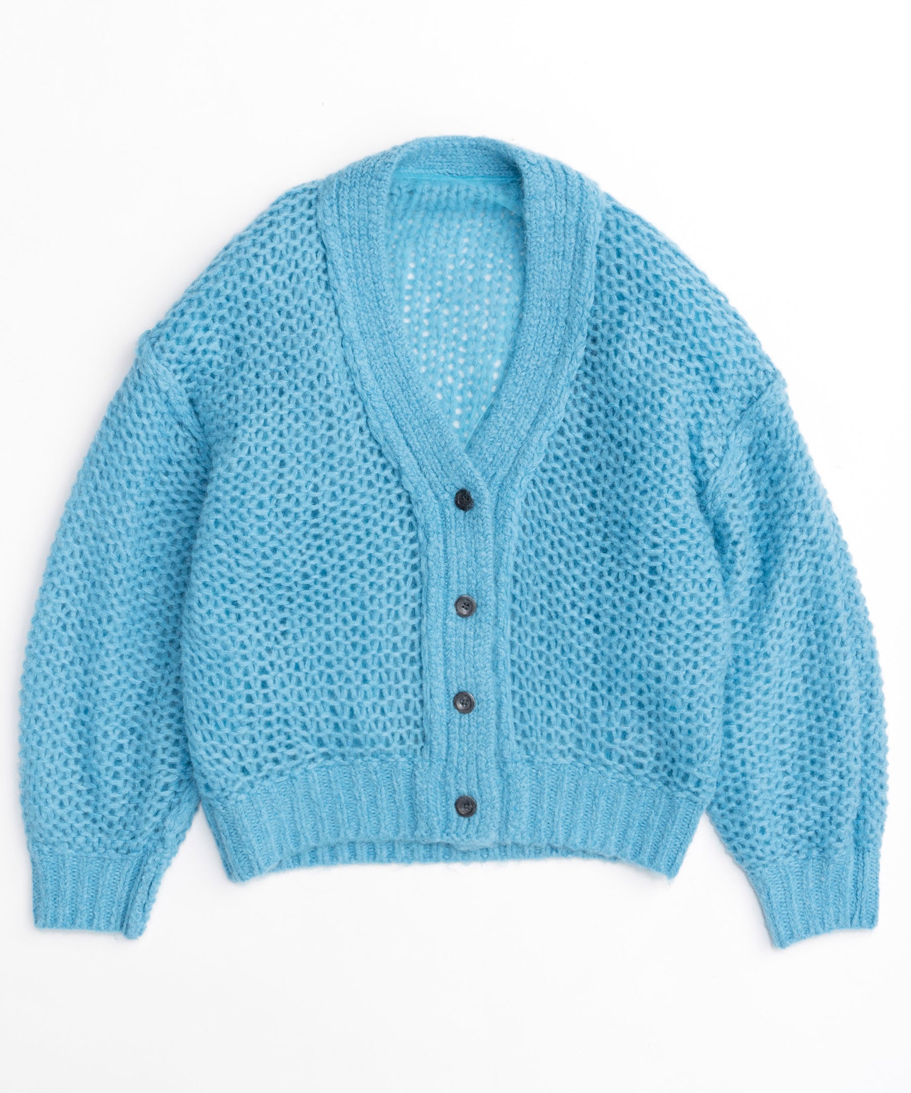 Tulle Layered Low Gauge Reversible Knit Cardigan