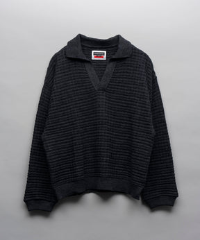 Slab Waffle Prime-Over Skipper Knit Pullover