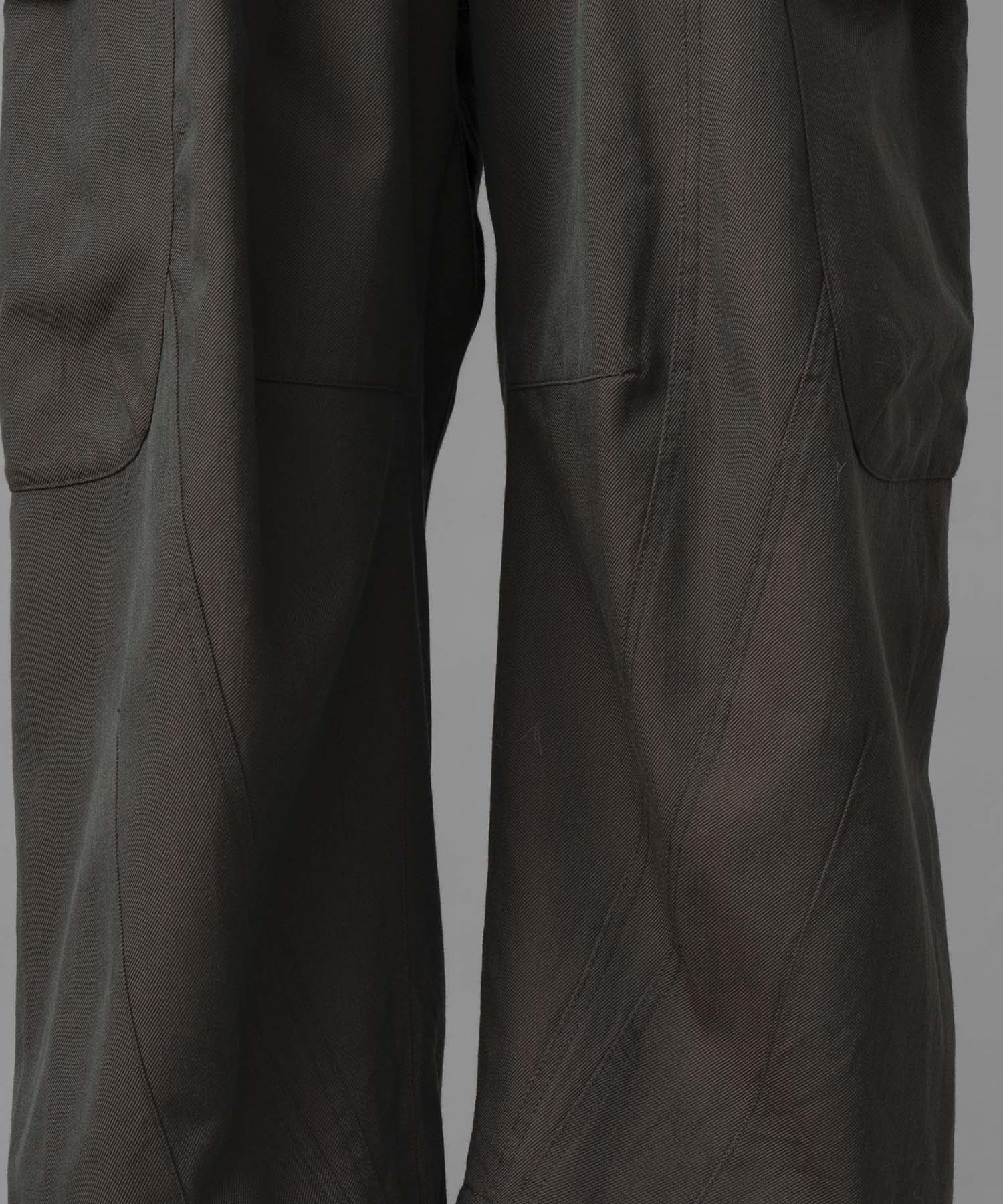 Chambray Wool Prime-Wide Three-Dimensional Cutting Cargo Pants