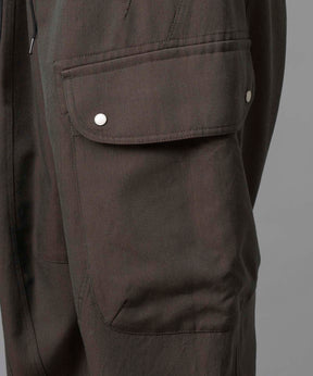 Chambray Wool Prime-Wide Three-Dimensional Cutting Cargo Pants