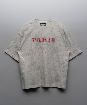 「PARIS」Embroidery Prime-Over Pigment Crew Neck T-Shirt