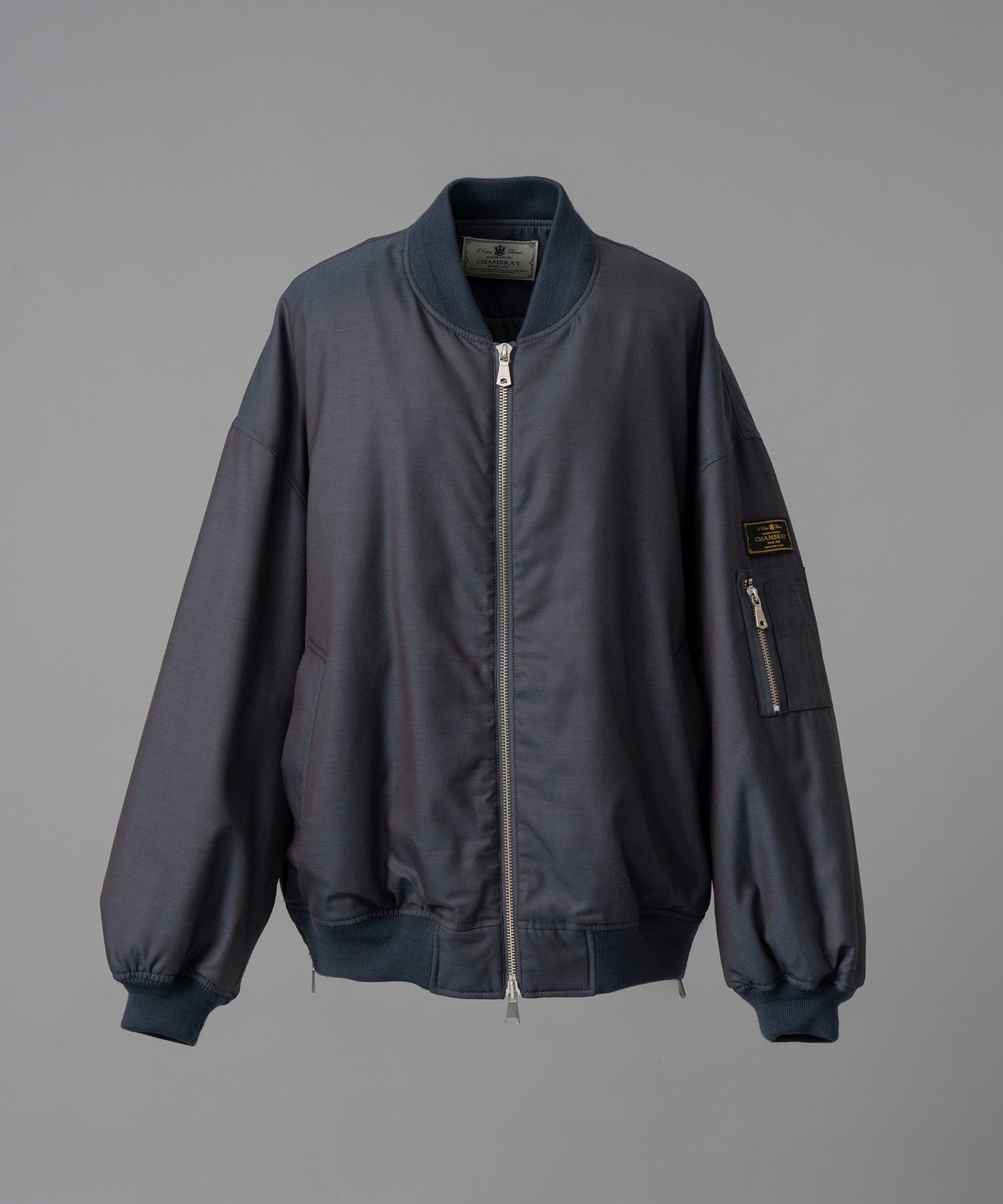 4 Colors Chambray Washable Wool Prime-Over MA-1 Bomber Jacket