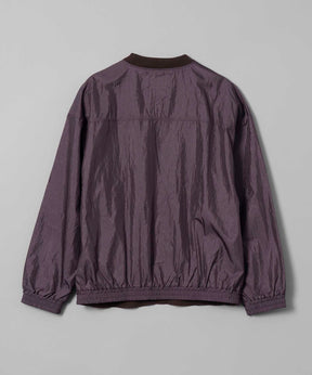 Cable Knit Combination Prime-Over Woven Shirt Crew Neck Pullover