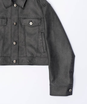 Washed Vegan Leather Short Length Blouson