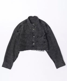 【SALE】Washer Denim Oversized Short Shirt