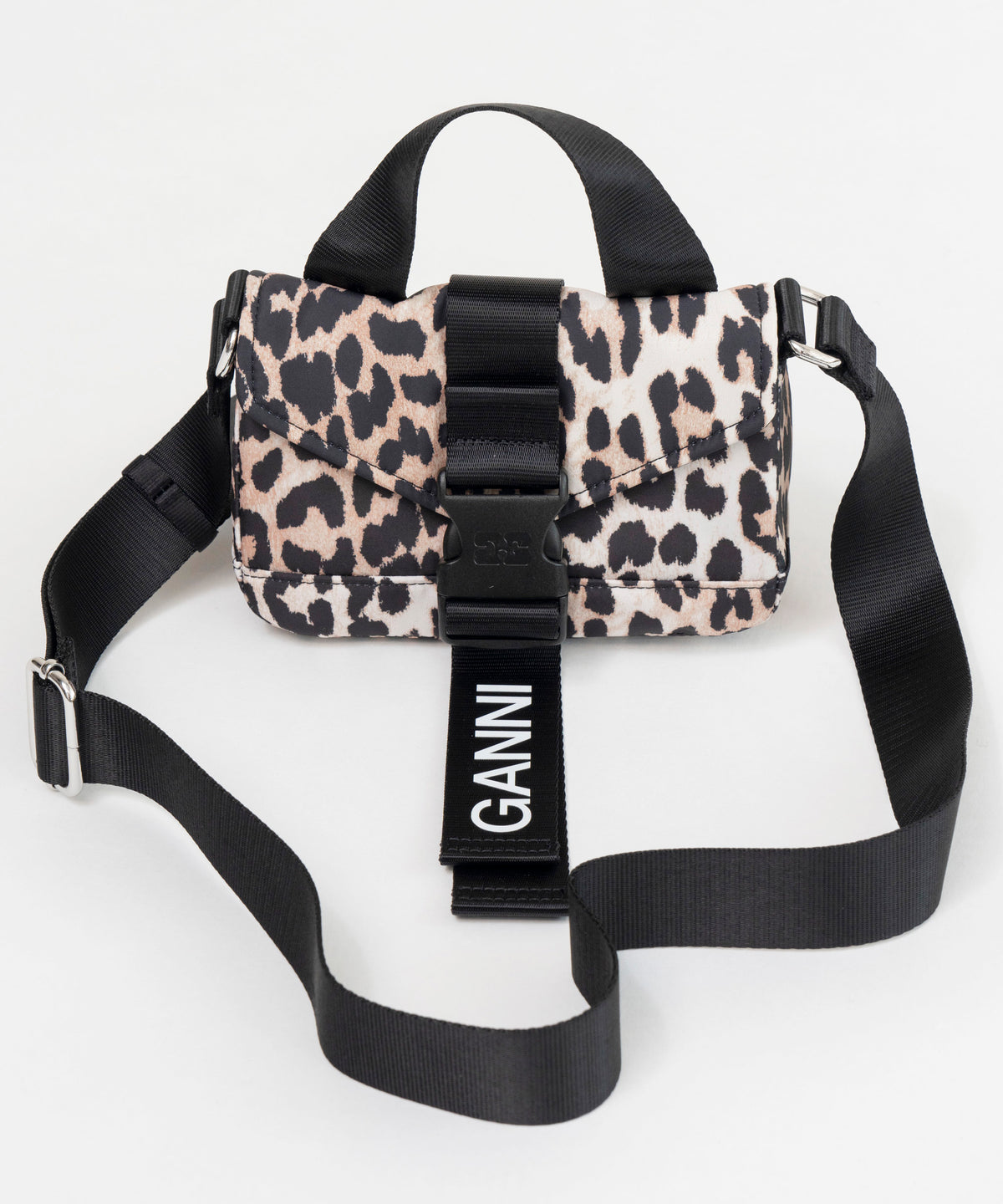 【GANNI】Recycled Tech Mini Satchel Leopard