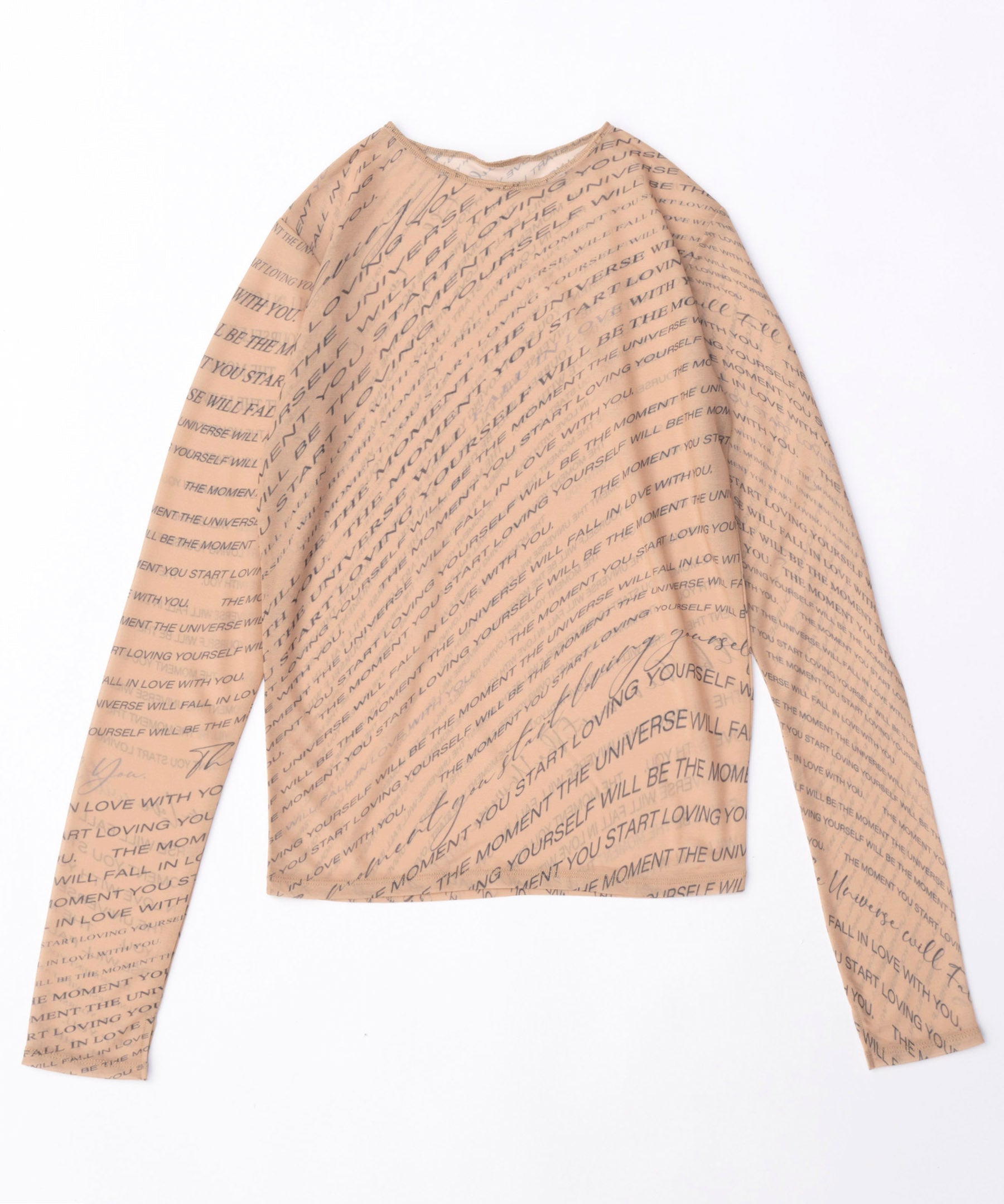 【SALE】Lettering Print Sheer Tops